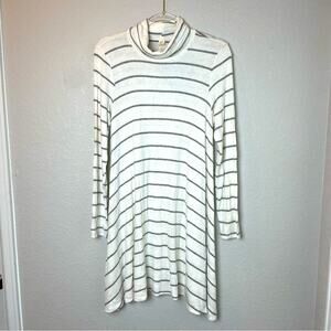 Lazy Sundays White & Gray Striped Turtleneck Tunic/Dress Size S
